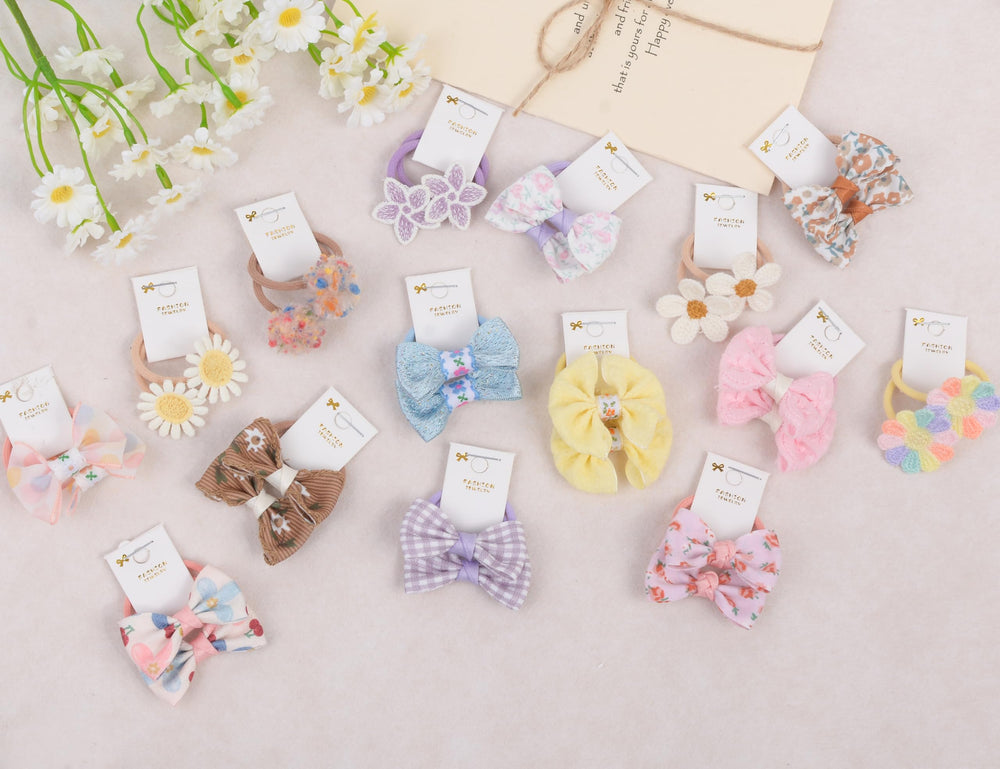 BIANHUAN hair ties closeup: durable elastic bands with decorative bows.