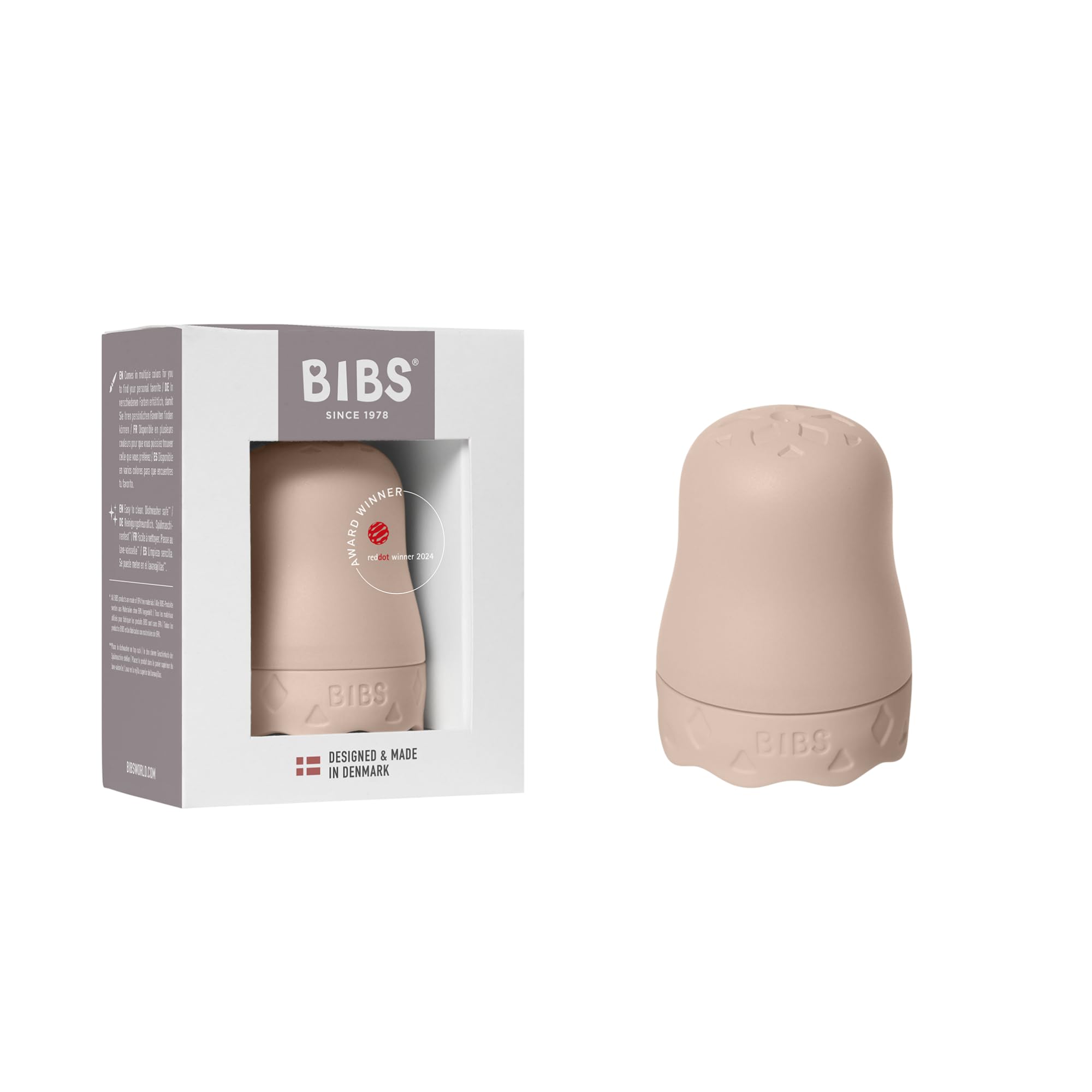 BIBS Boheme Bottle Kit in blush with nipple and parts for assembly