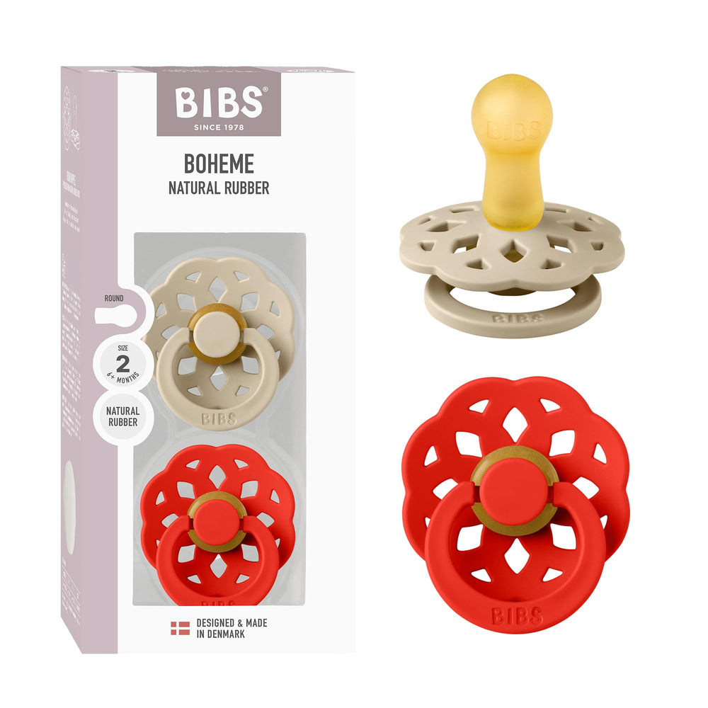 BIBS Boheme pacifier with vanilla shield for gentle calming.