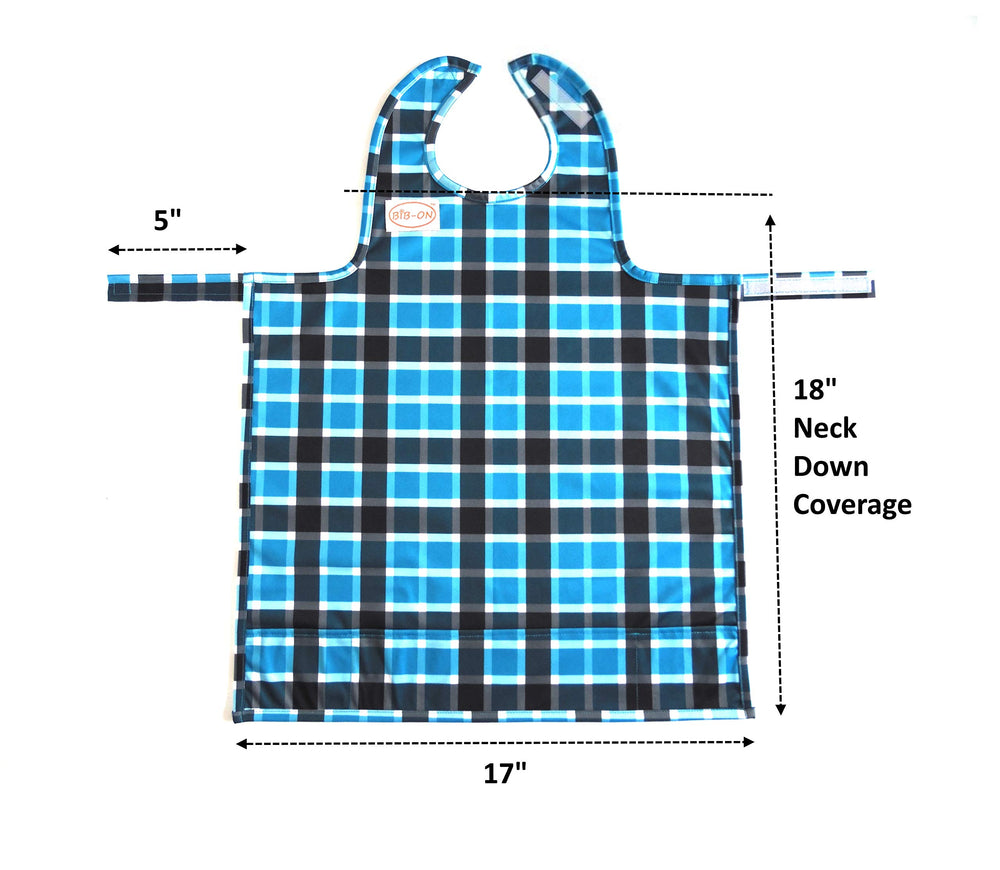Bib-On three catch-all pockets for crumbs and drips