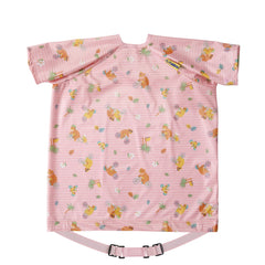 BIBaDO coverall bib on a highchair tray keeps meals mess-free.