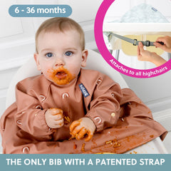 Waterproof fabric close-up on BIBaDO Coverall Bib for easy wipe-down