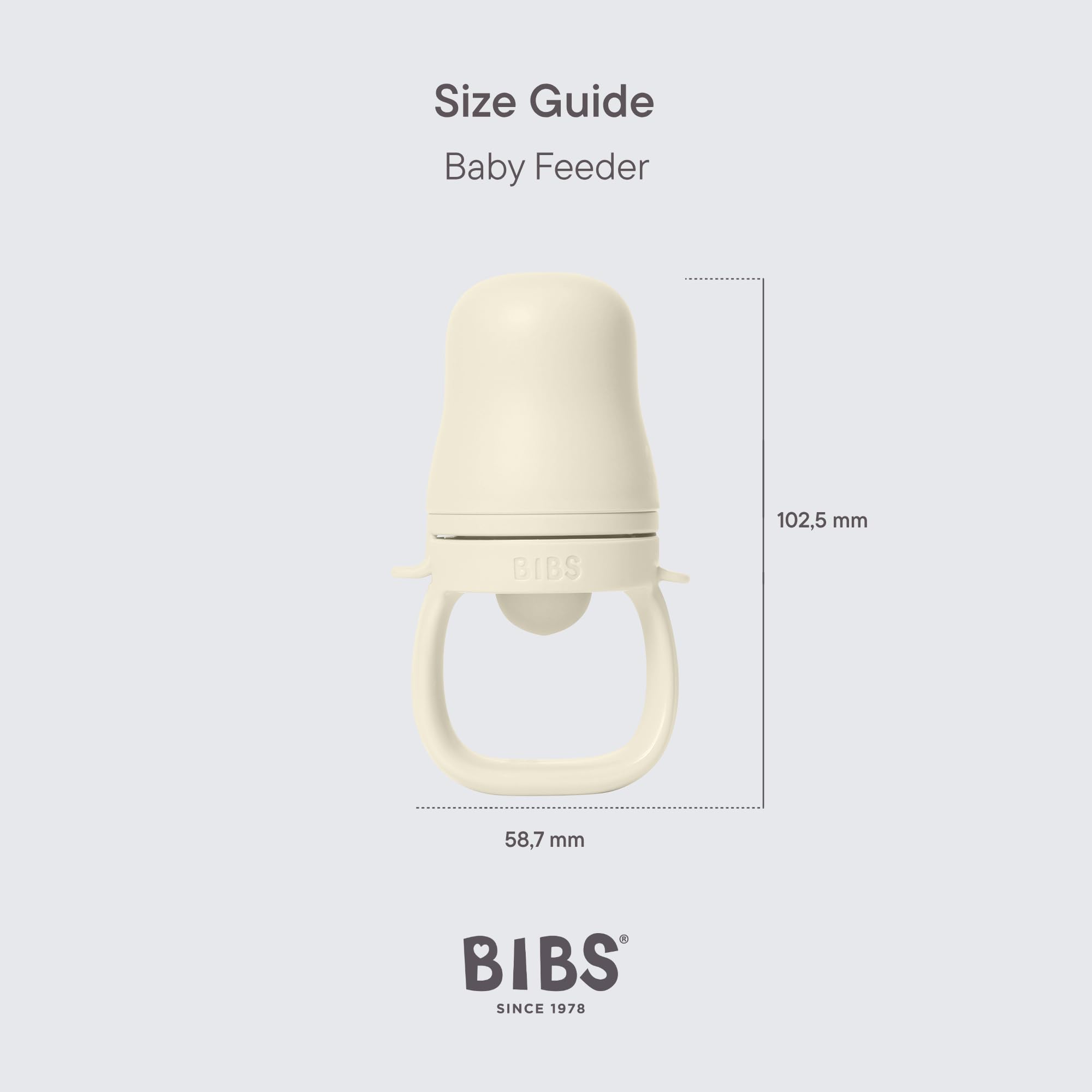 BIBS feeder easy-grip handle doubles as a teether.