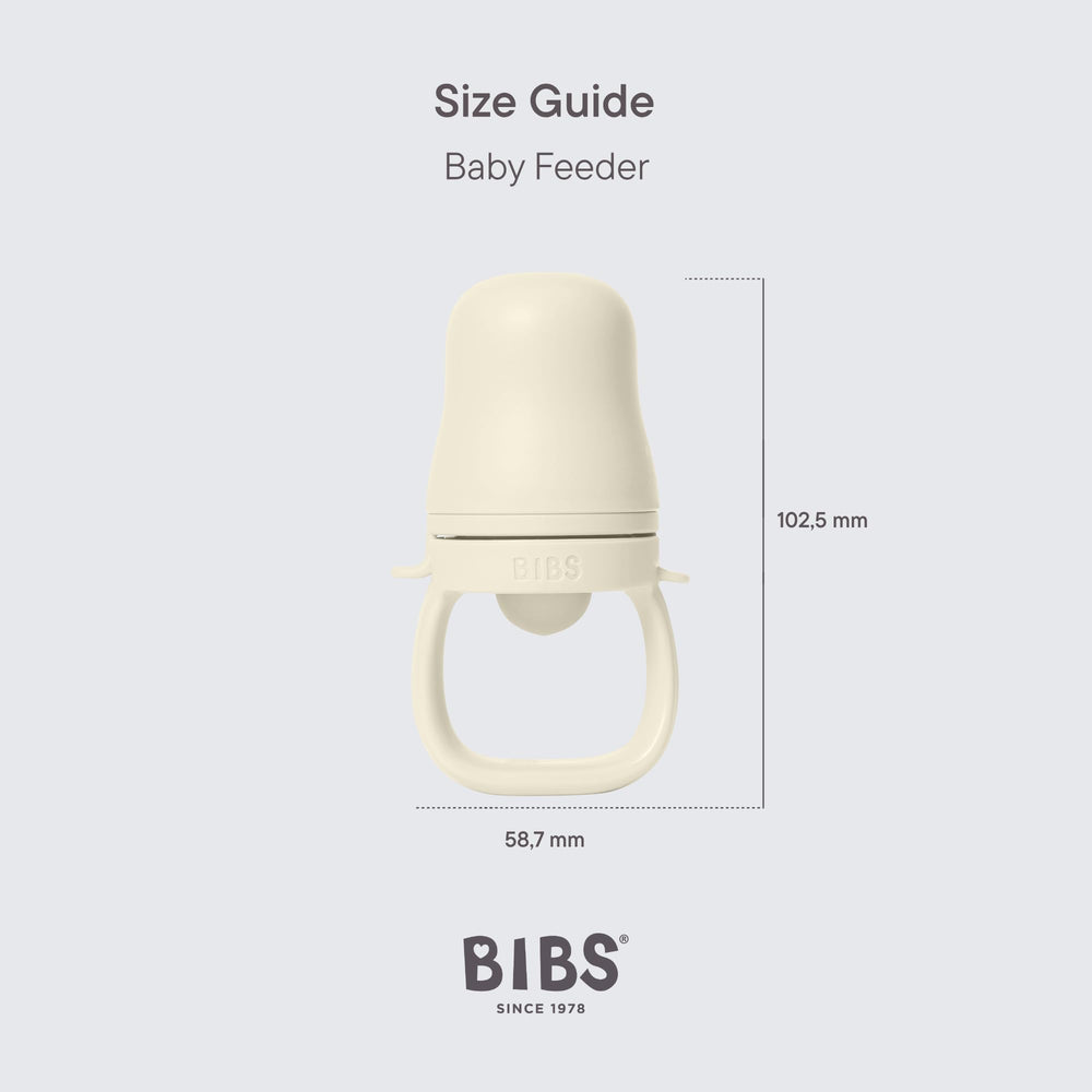 BIBS feeder easy-grip handle doubles as a teether.