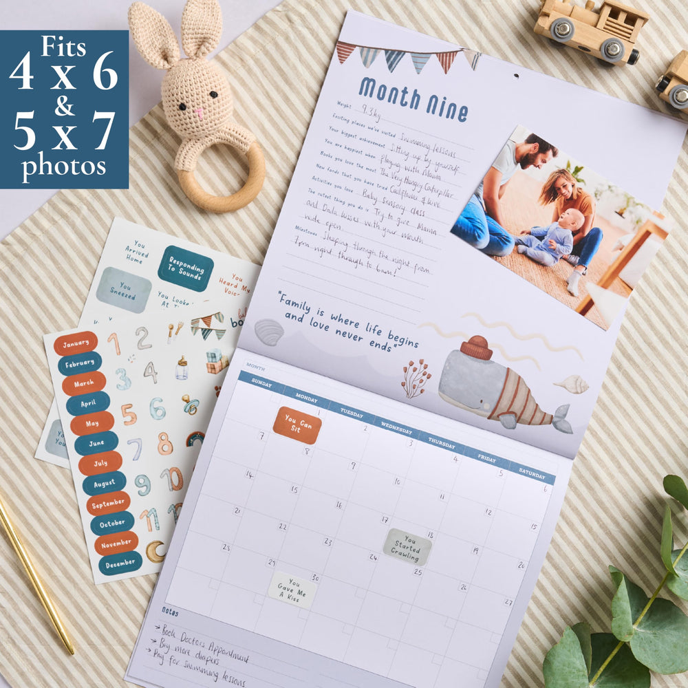 Bibi & Beau calendar wall-hanging layout keeps memories in view.