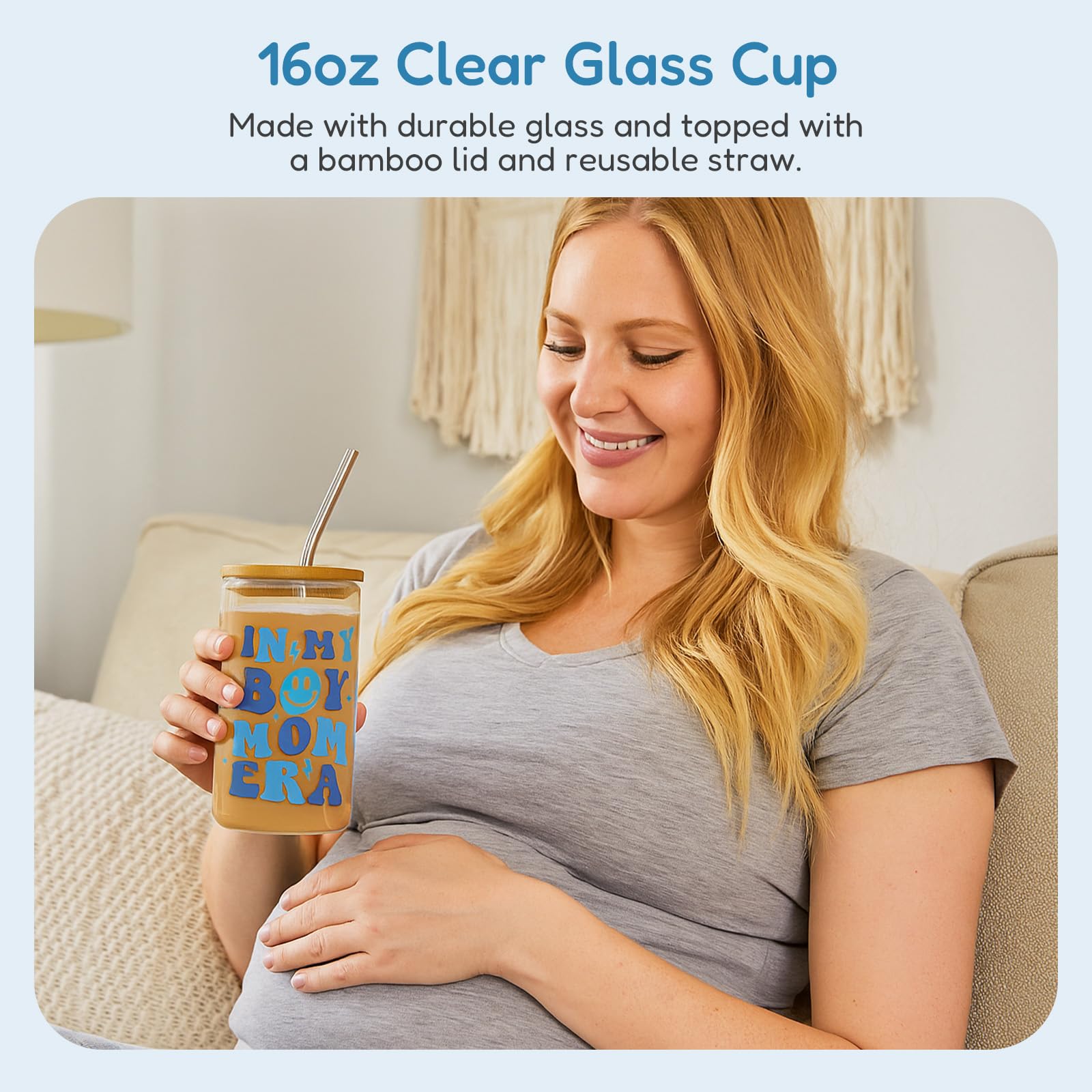 BIBIBLISSBABY clear glass cup for hydrating moments during recovery.