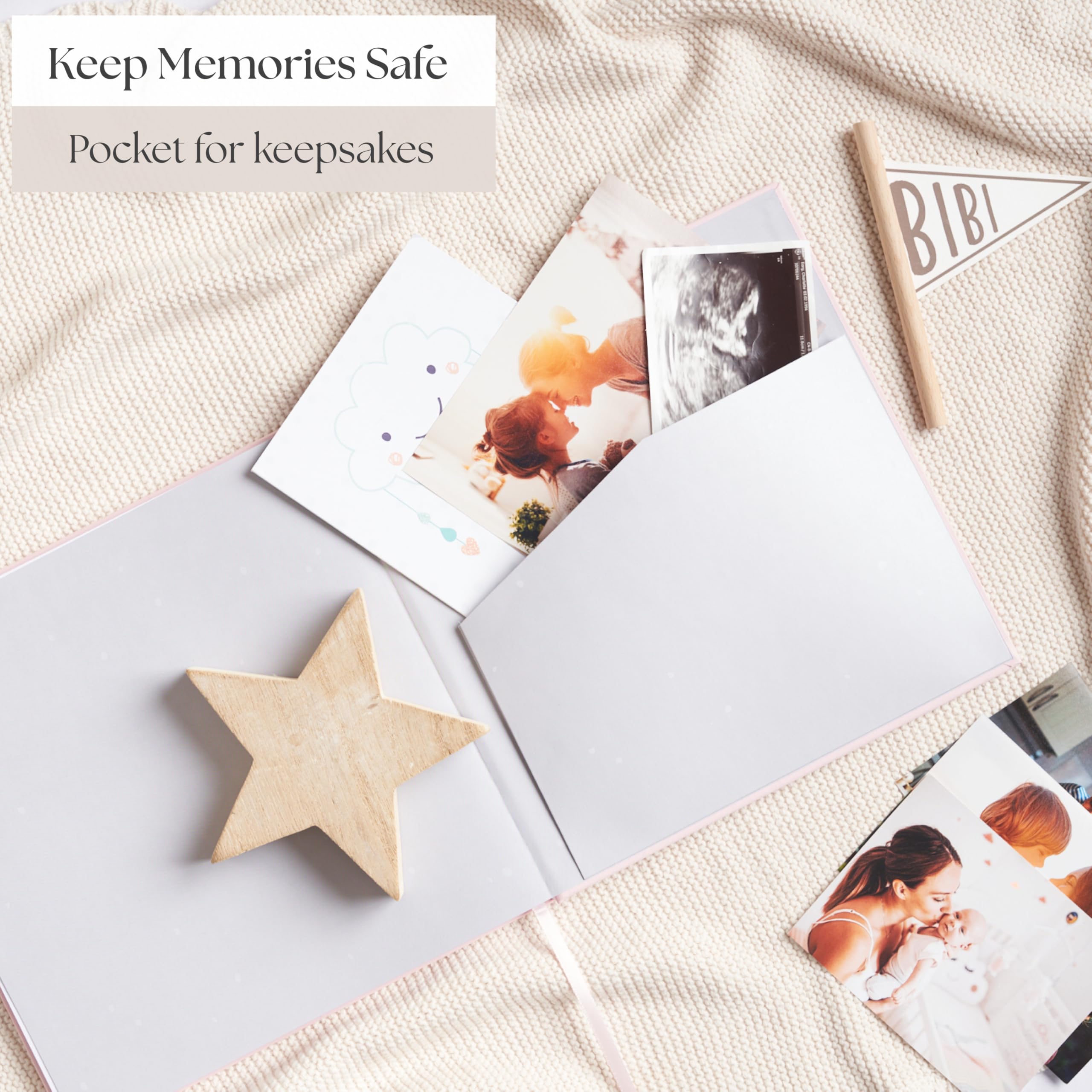 Bibi & Beau memory pocket store keepsakes and loose photos safely.