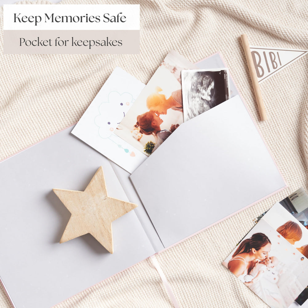 Bibi & Beau memory pocket store keepsakes and loose photos safely.