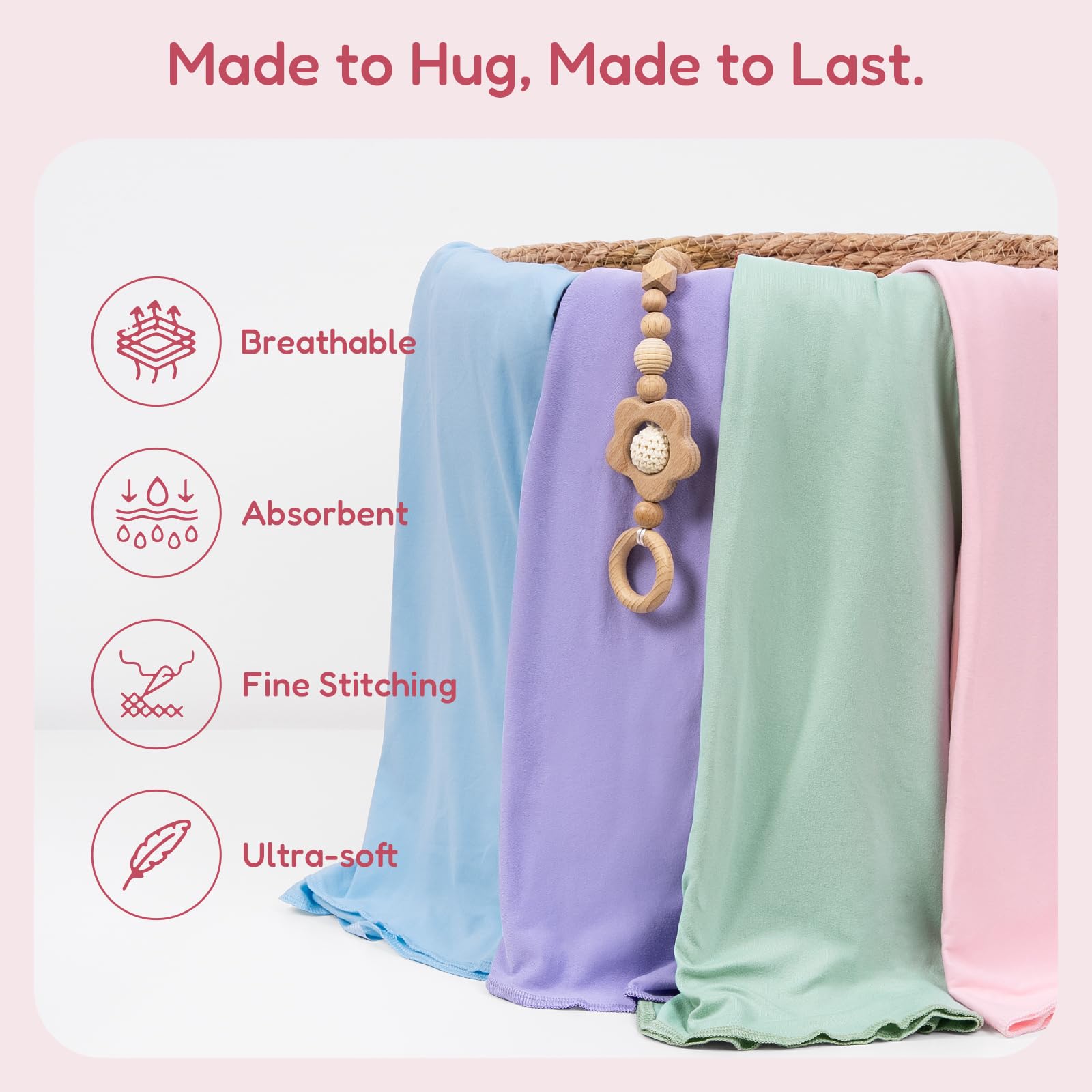 BIBIBLISSBABY 47x47 swaddle blanket size for versatile wrapping