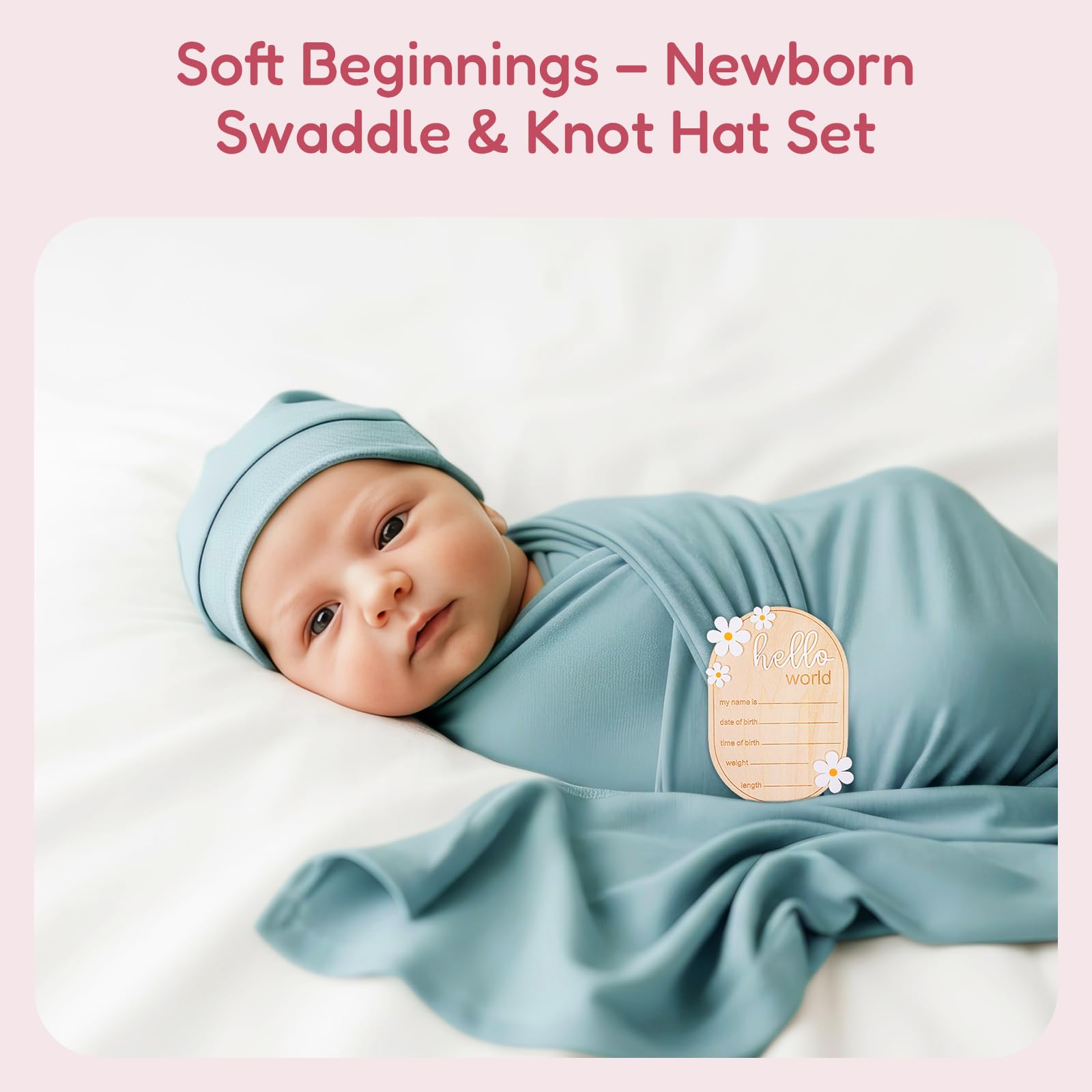 BIBIBLISSBABY 47x47 swaddle size illustrating generous wrapping area