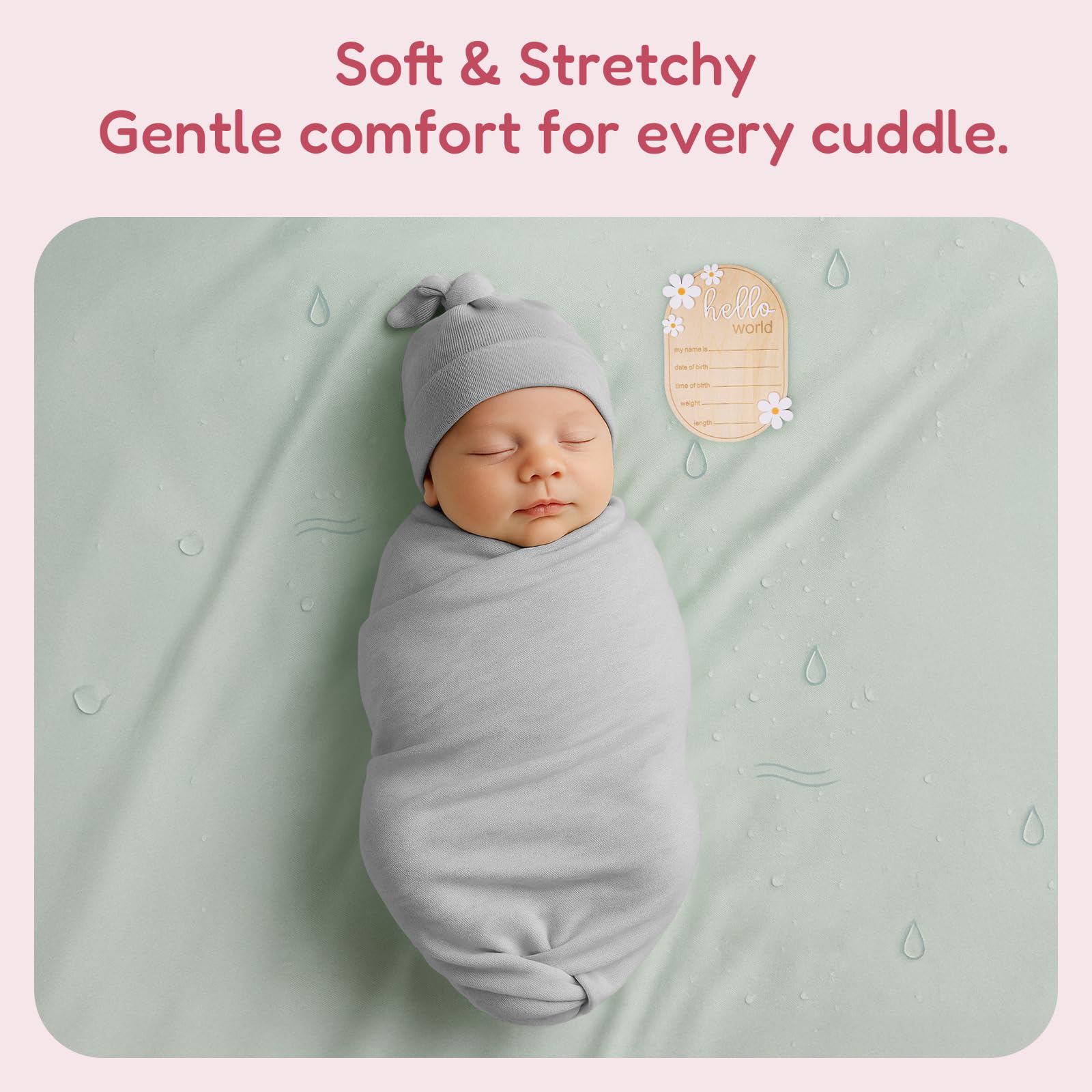 Bibiblissbaby gender-neutral swaddle in Storm color for camera-ready nursery style