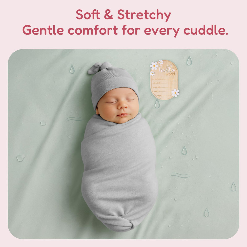 Bibiblissbaby gender-neutral swaddle in Storm color for camera-ready nursery style
