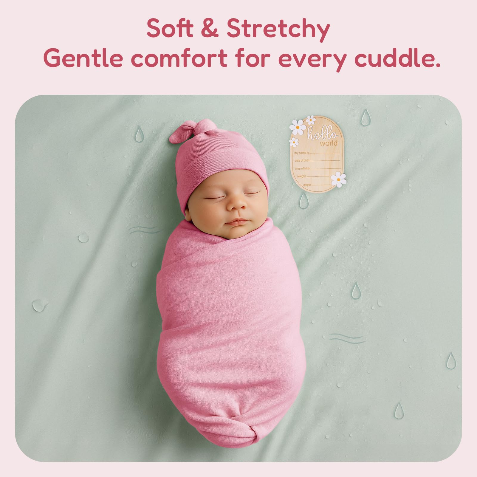BIBIBLISSBABY newborn receiving blanket in pink ideal for swaddling and layering.