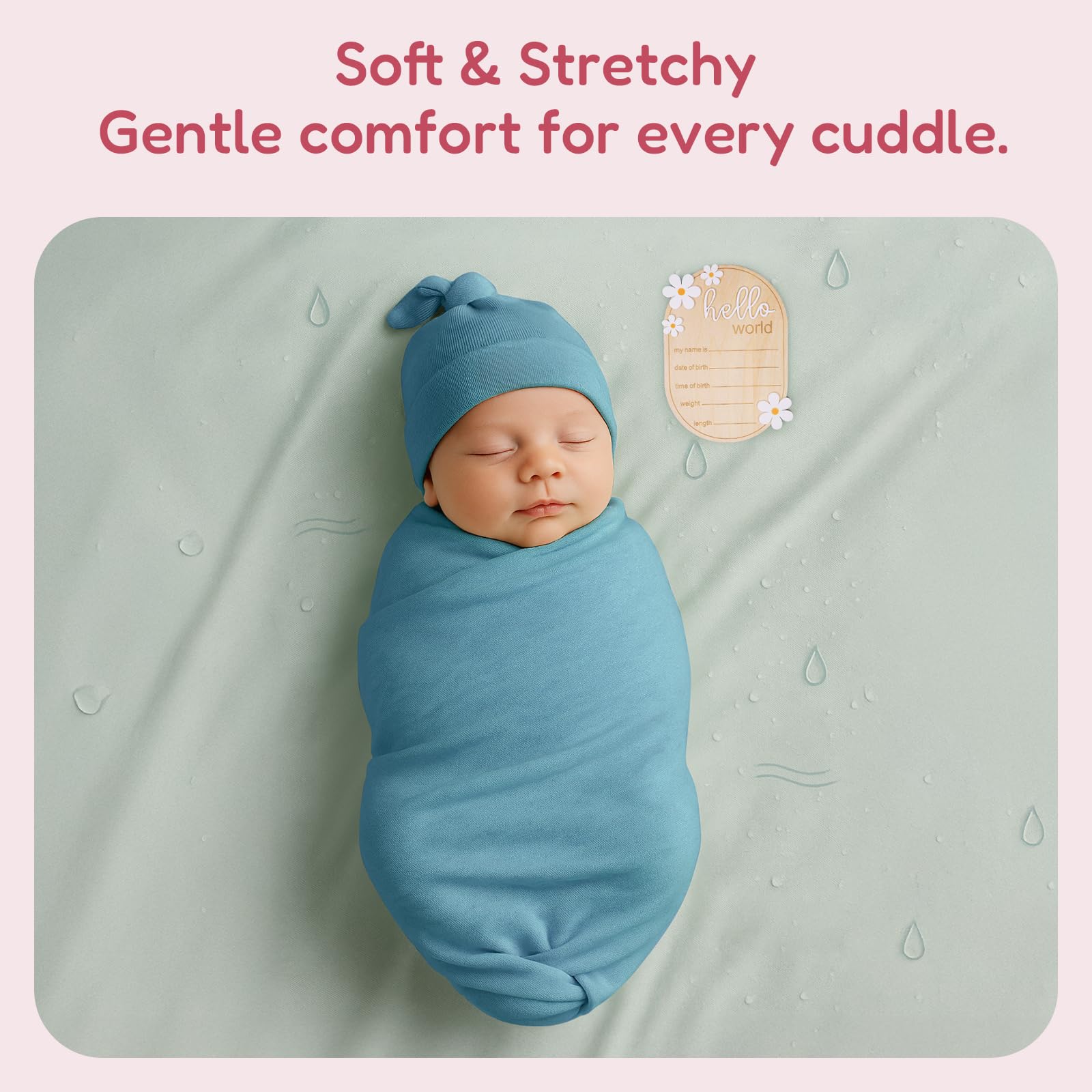 BIBIBLISSBABY swaddle on baby in slate for calm, cozy wrapping
