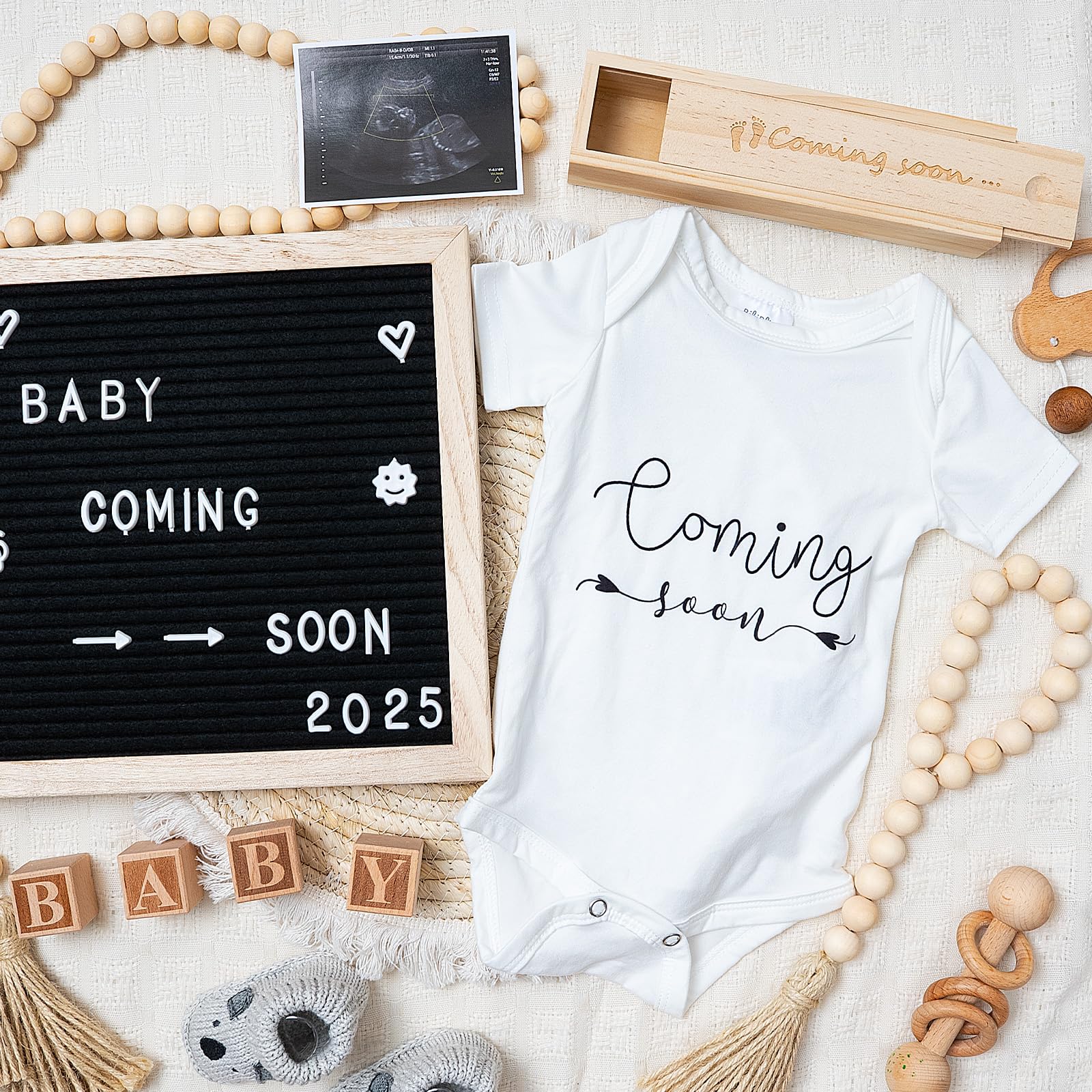 BIBIBLISSBABY wooden blocks add texture to pregnancy announcements