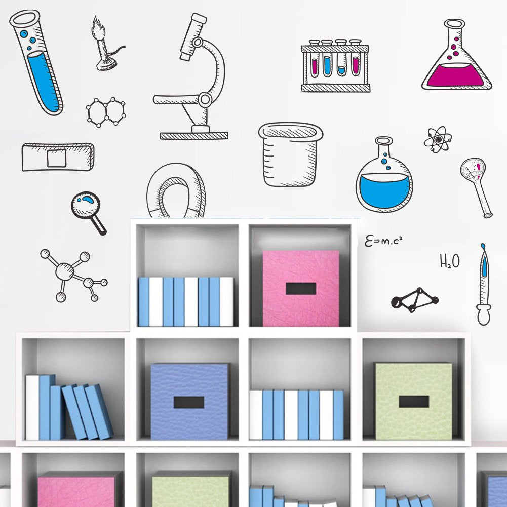 Bibitime lab-tools decor stickers create authentic science atmosphere in homes.