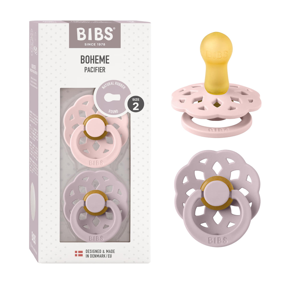 BIBS Boheme pacifier in blossom lilac for natural soothing and timeless style