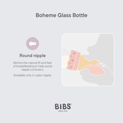 BIBS Boheme glass bottle can be frozen, microwaved, and boiled.