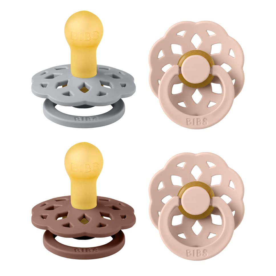 BIBS Boheme 4-pack pacifiers in soft colors for gentle soothing.