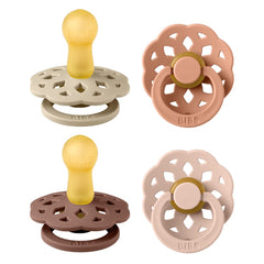 BIBS Boheme soother with round nipple in vanilla mix provides soothing comfort.