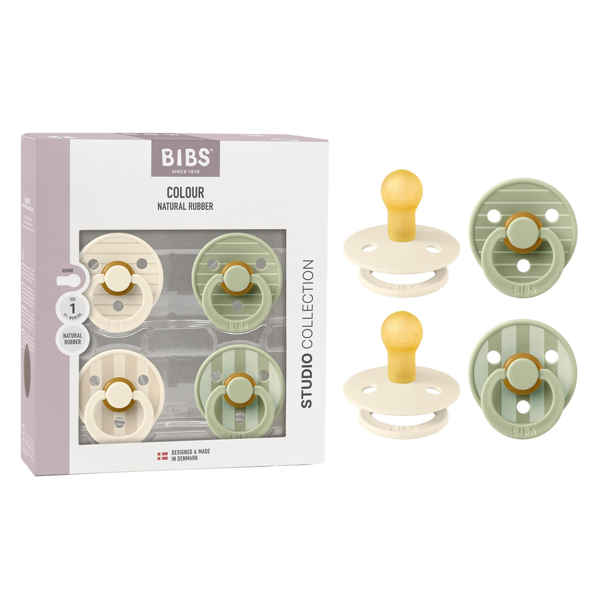 BIBS Colour Pacifier Ivory with round nipple for newborn comfort.