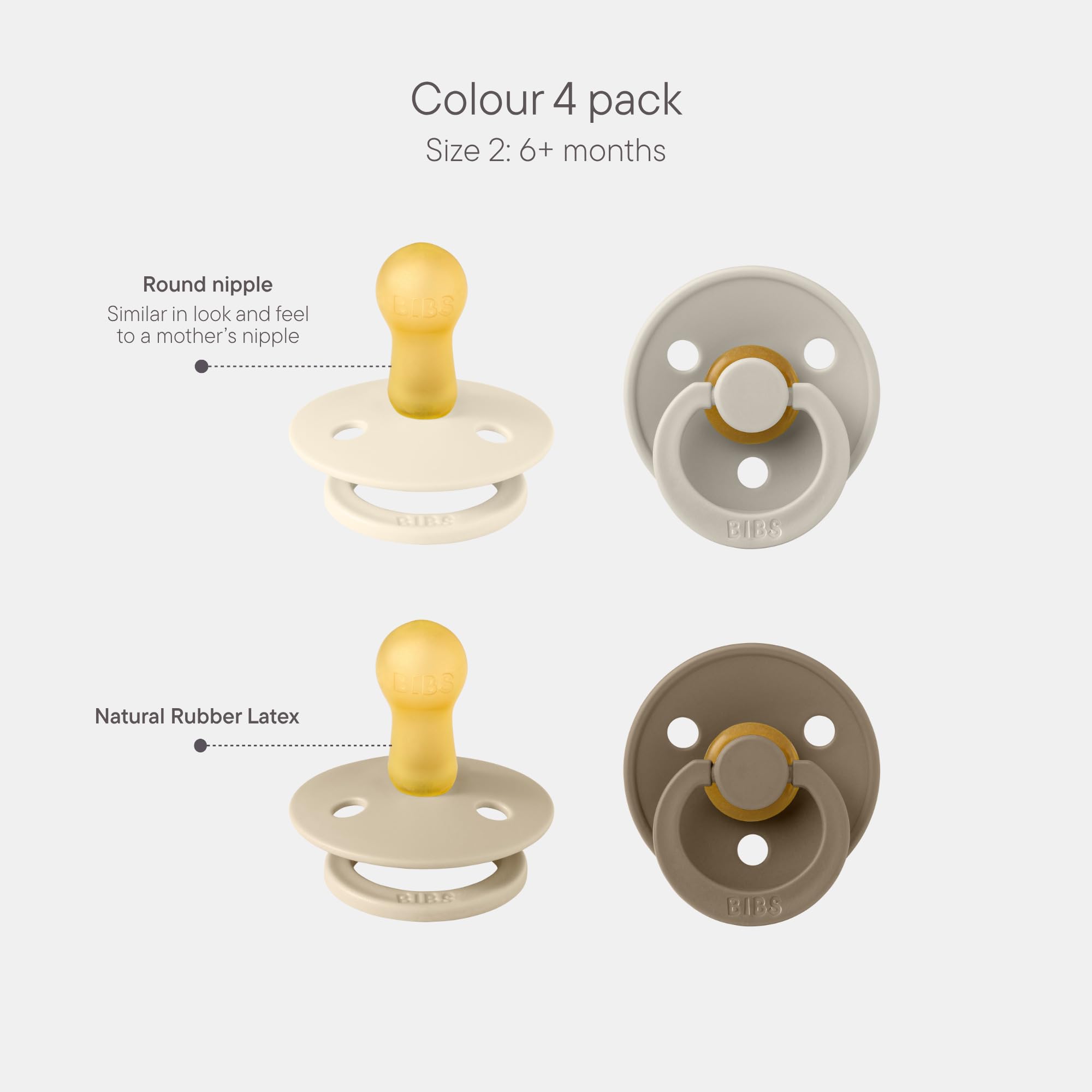 BIBS Vanilla Mix pacifier with round shield for gentle fit