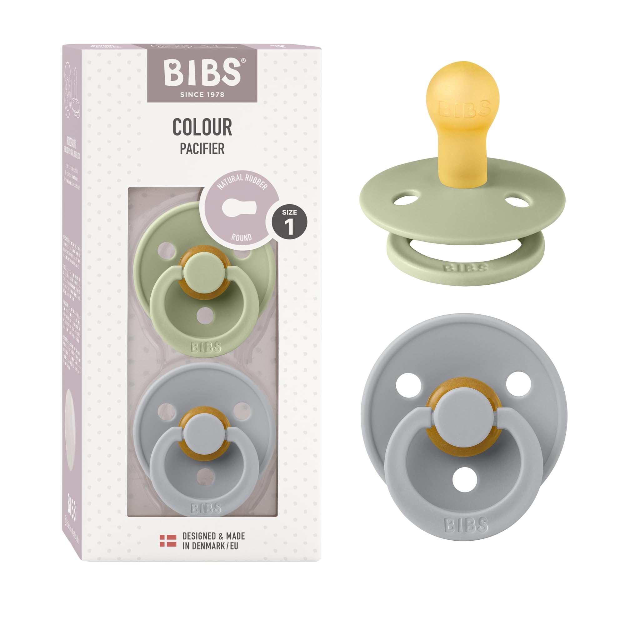 BIBS pacifier Sage Cloud front view for calming soothing