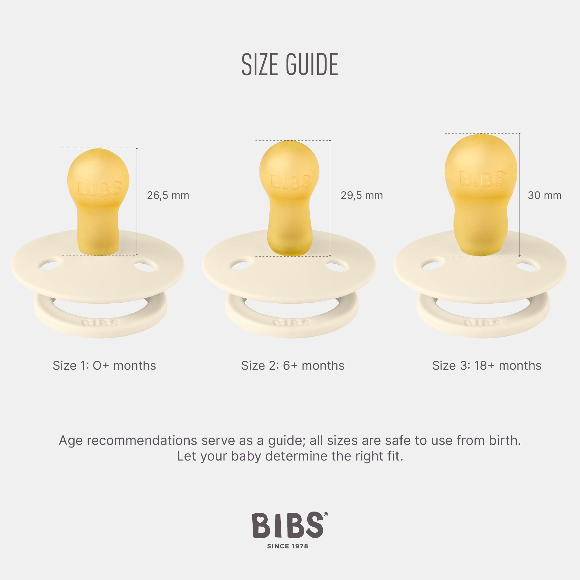 BIBS natural latex nipple close-up showing soft material for gentle soothing