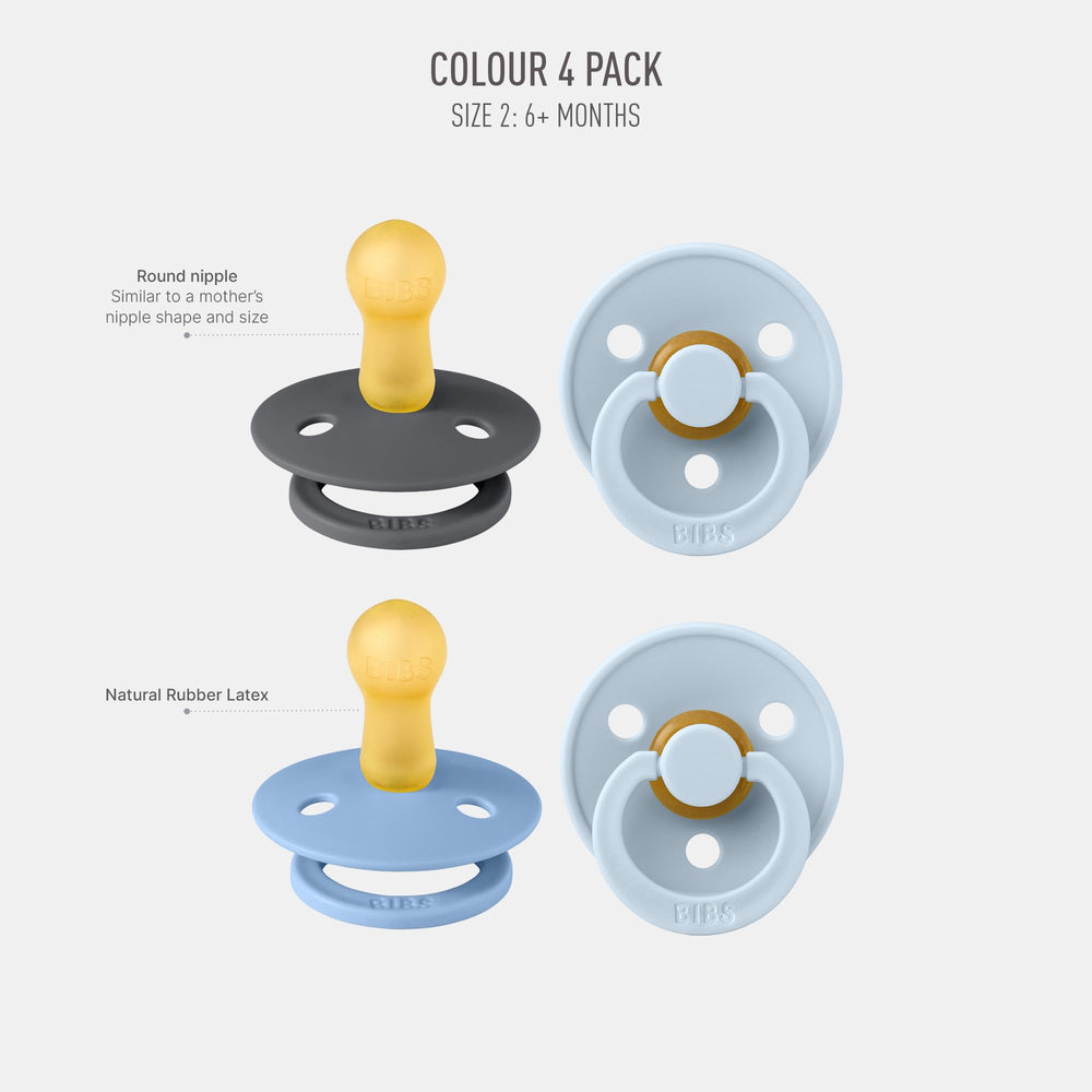BIBS pacifiers blue packaging highlighting Danish design
