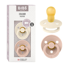 BIBS pacifier blush ivory front view showing natural rubber softness for gentle soothing