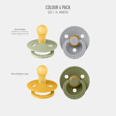 BIBS round nipple pacifier in natural rubber latex for a familiar sucking feel