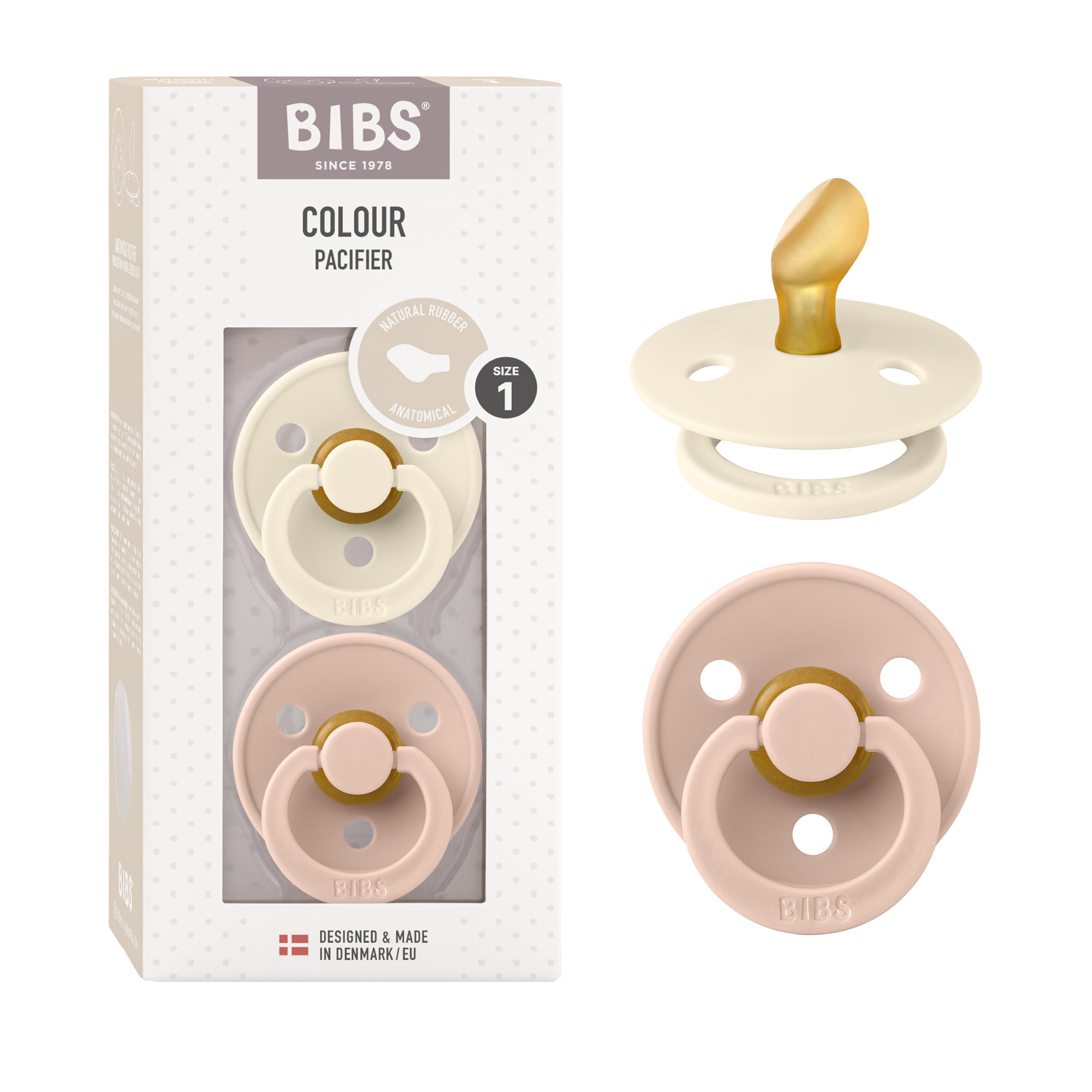 BIBS pacifiers set of 2 in ivory and blush for soothing comfort and easy acceptance