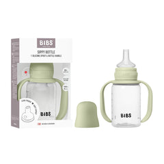 BIBS Sippy Bottle Sage with easy-grab handles for confident self-feeding.