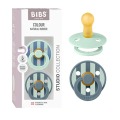 BIBS Studio 2-pack Nordic Mint Petrol packaging for stylish baby gear