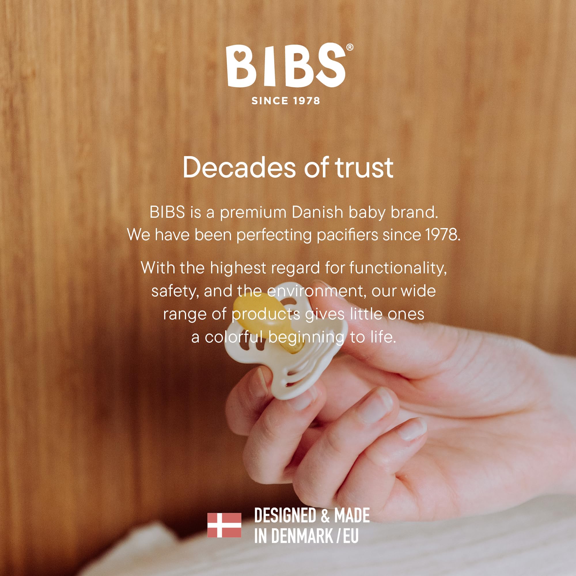 BIBS dark oak silicone nipple pacifier combines safe materials with modern style.