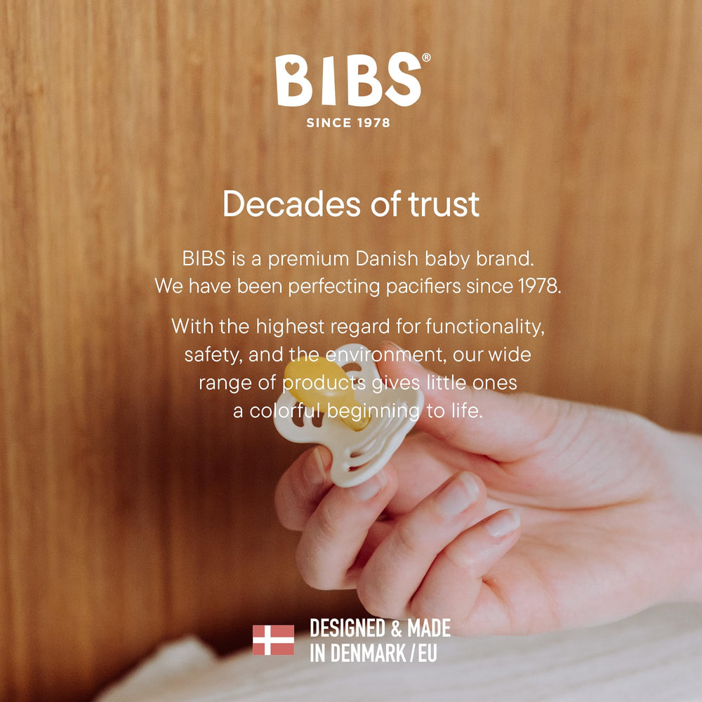 BIBS dark oak silicone nipple pacifier combines safe materials with modern style.