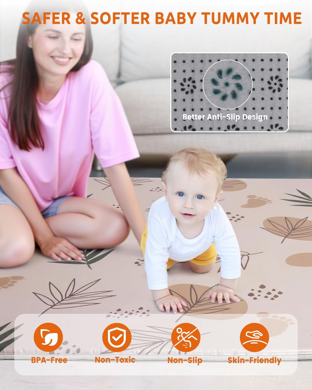 BICESTE non-slip silicone bottom keeps the mat secure on floors
