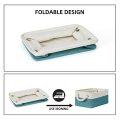 Bidtakay fabric baskets cotton rope handles for easy carrying and access.