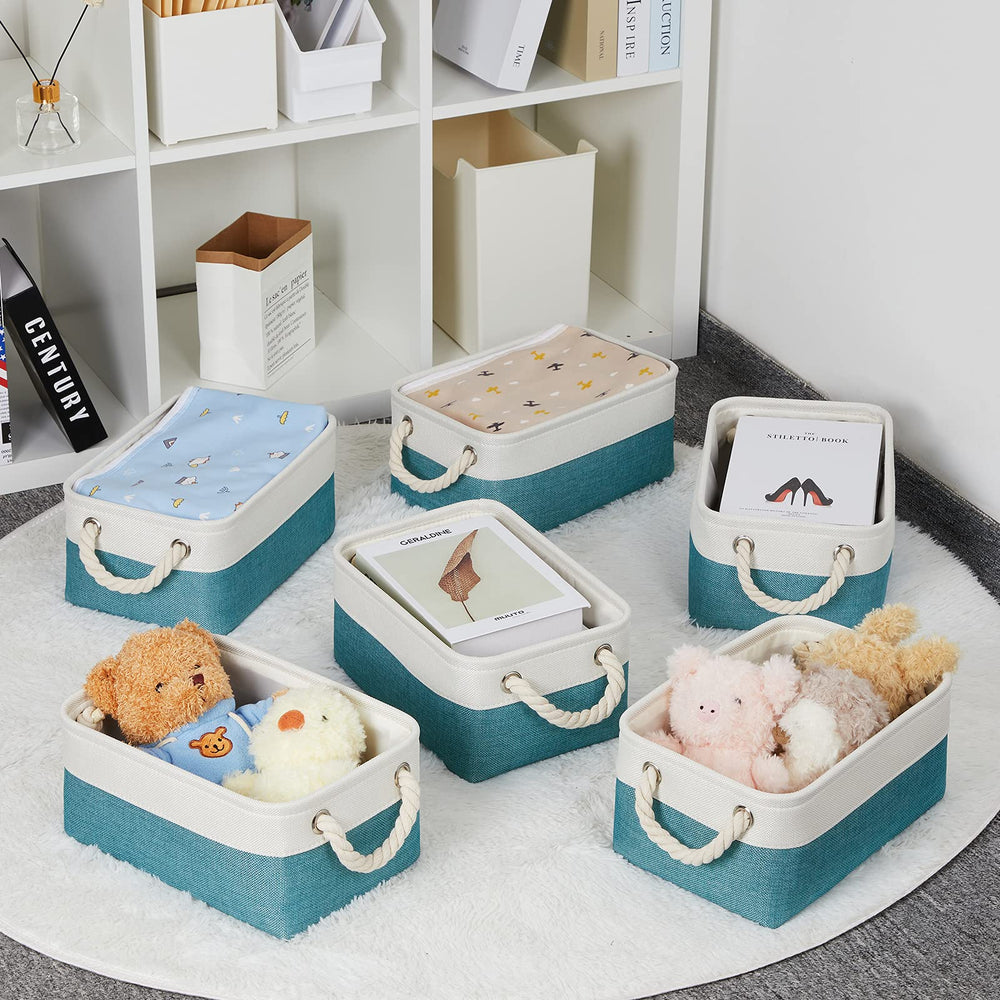 Bidtakay fabric baskets folded-flat storage demonstrate space-saving design.