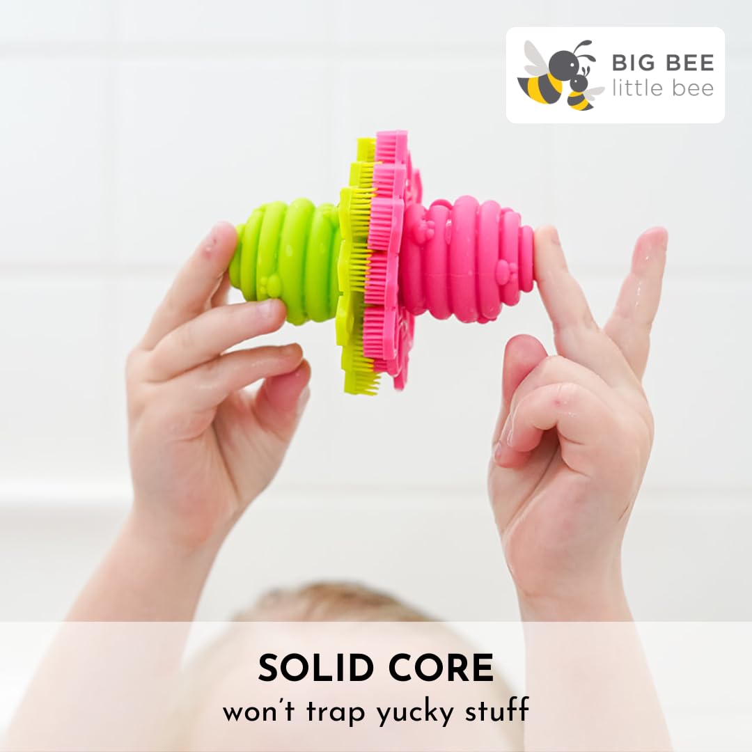 Big Bee ScrubBEE marigold color image adds a cheerful bath accessory