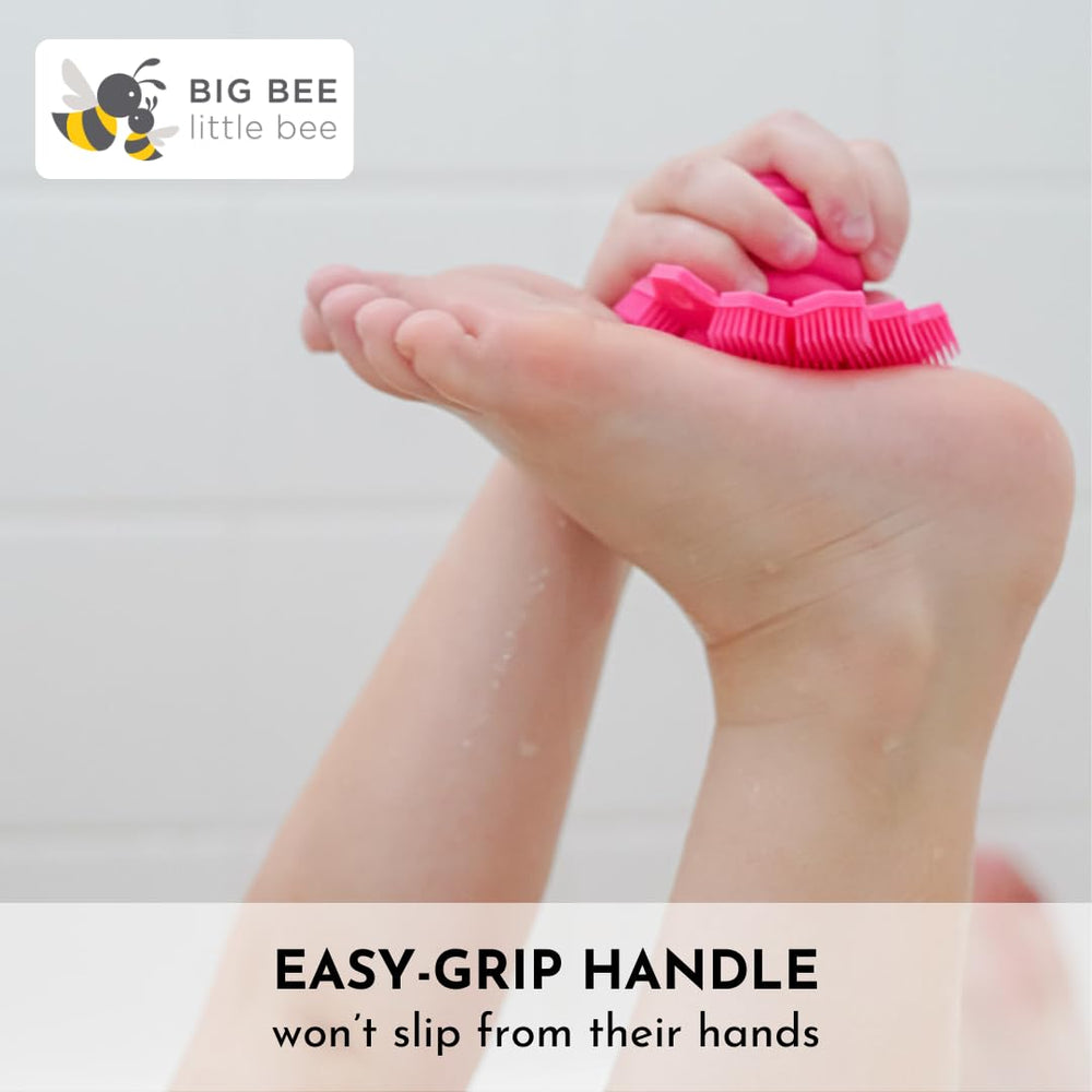 Big Bee ScrubBEE silicone material image emphasizes BPA-free design for confident bath time