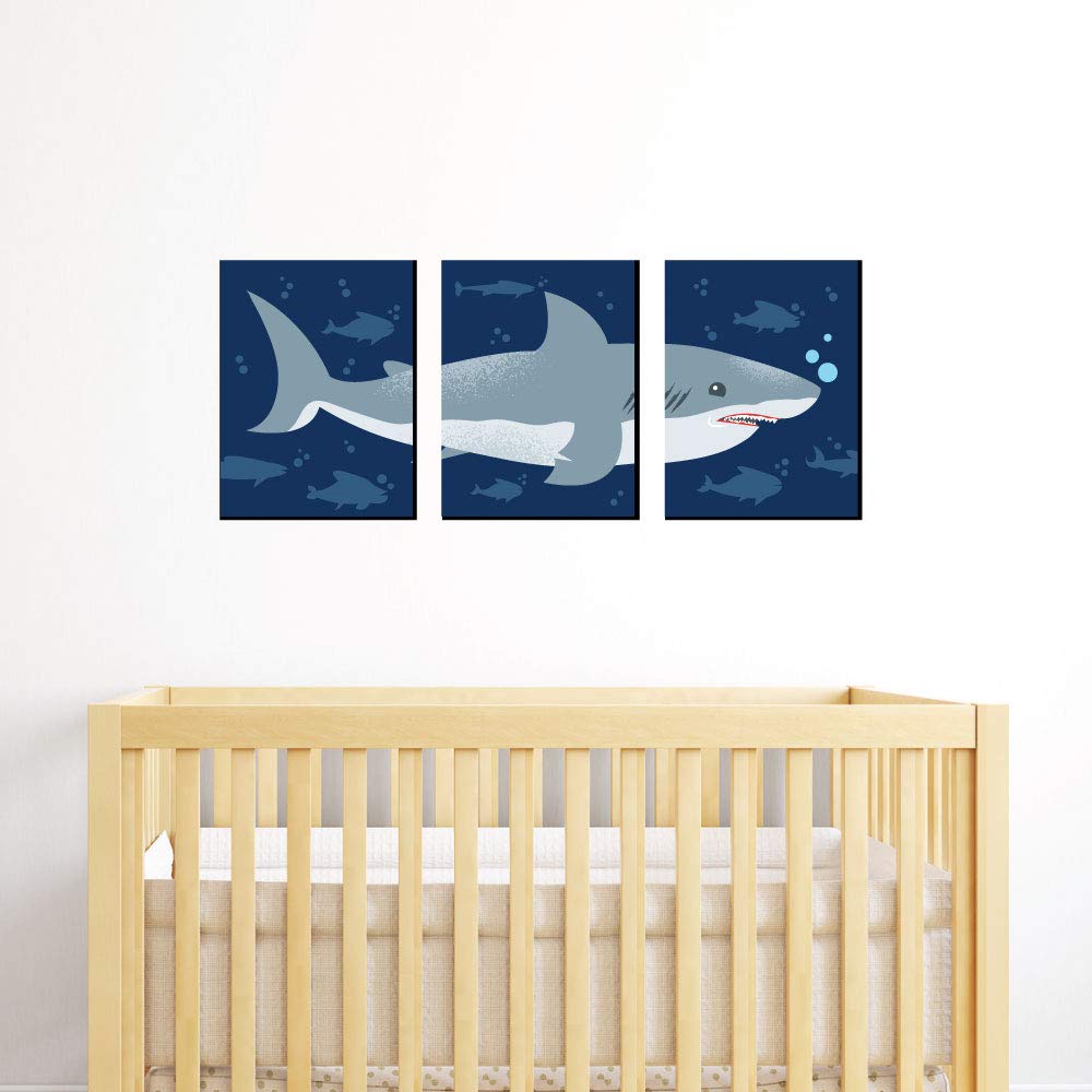 Big Dot of Happiness Shark Zone print 2 brings bold modern style to a kid's room.