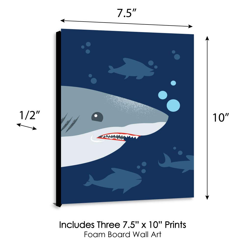 Big Dot of Happiness Shark Zone print 6 includes repositionable wall mounts for flexible layouts.