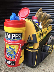 BIG WIPES cage wall mount in workshop keeps wipes at hand.