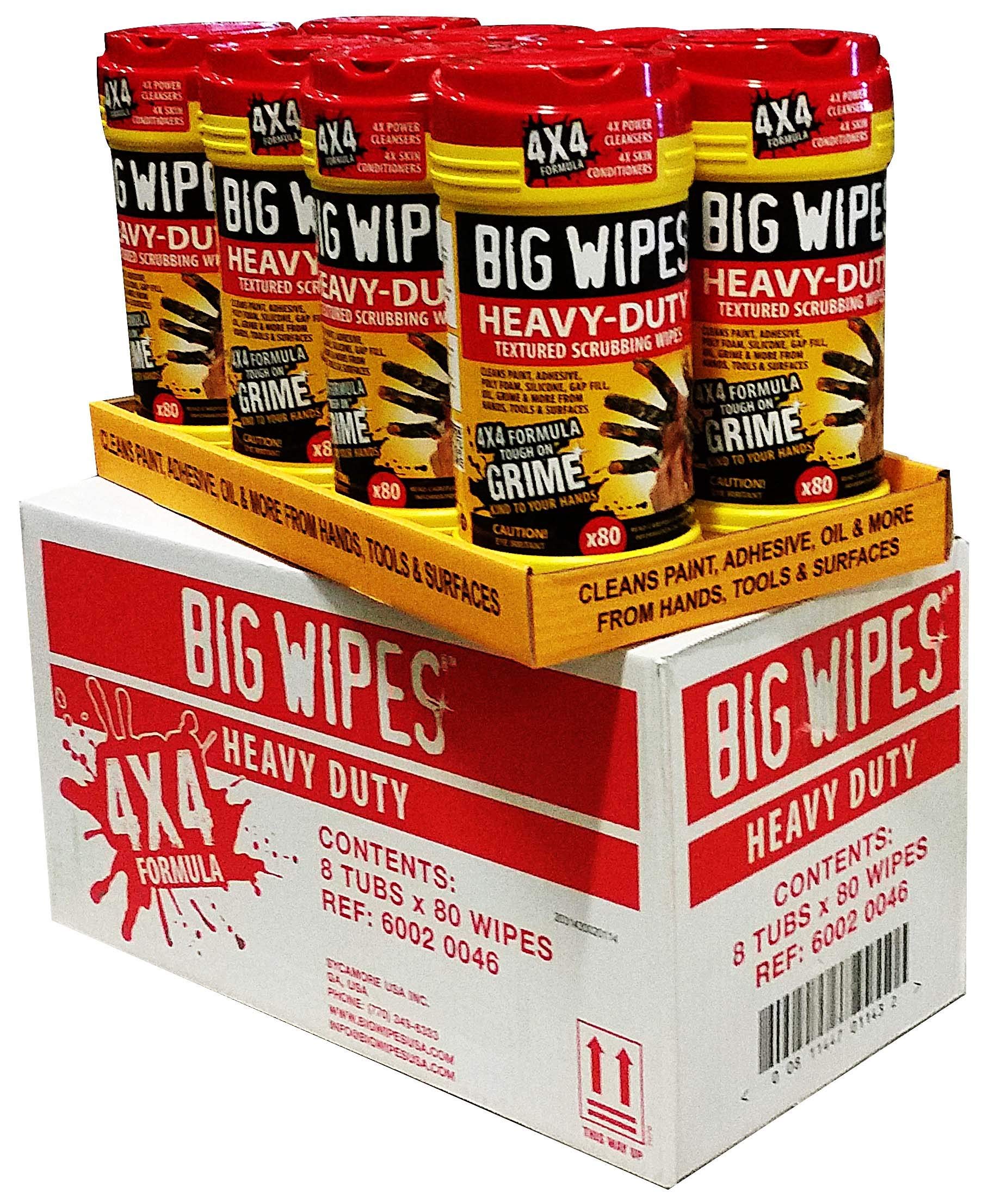 Big Wipes Red Top pack of 8 tubs for heavy-duty workshop cleaning