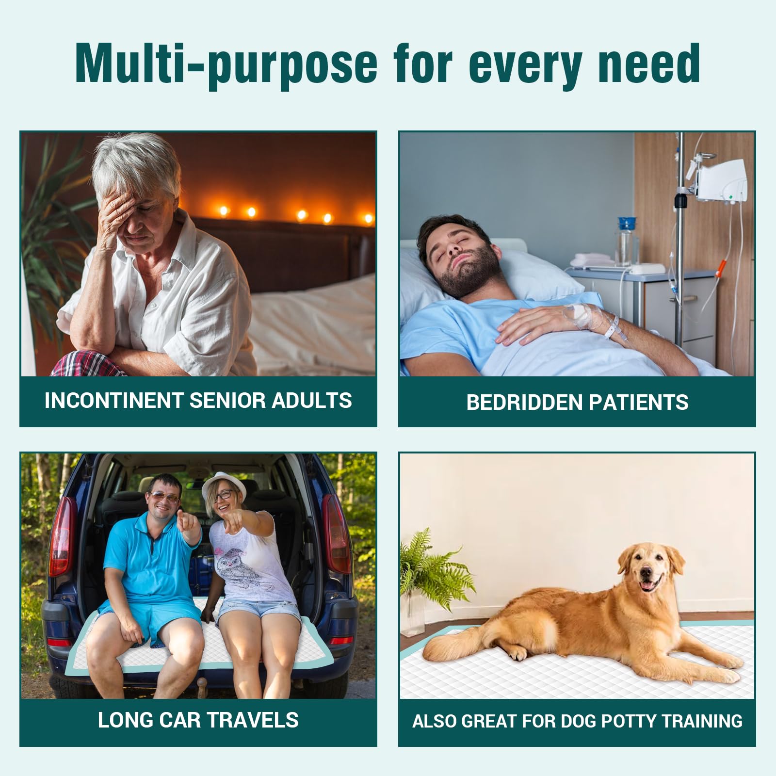 BIGGMED bed pad under-sheet placement for easy bed protection.