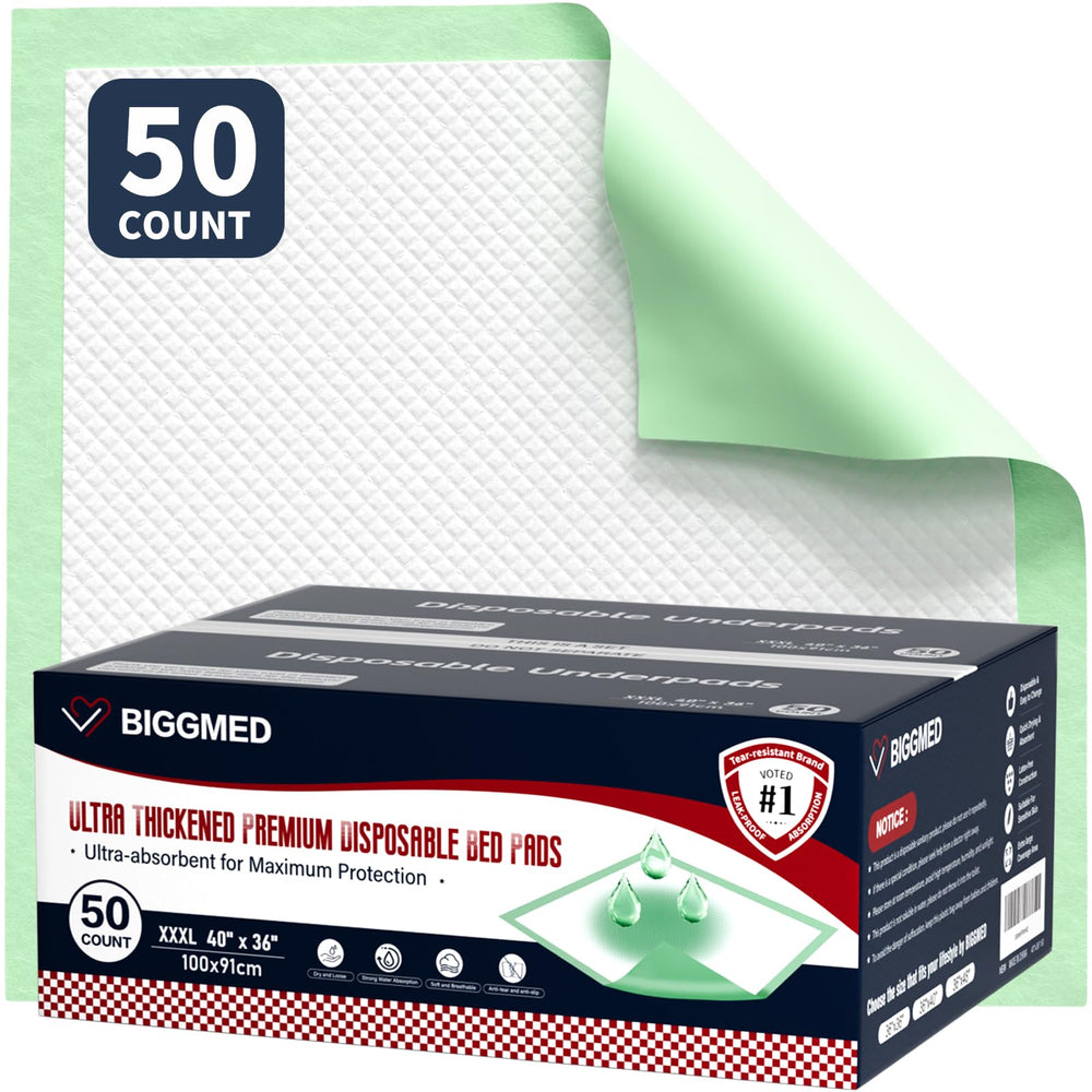 BIGGMED Chucks Pads 50-pack package for convenient, ready-to-use bed protection.