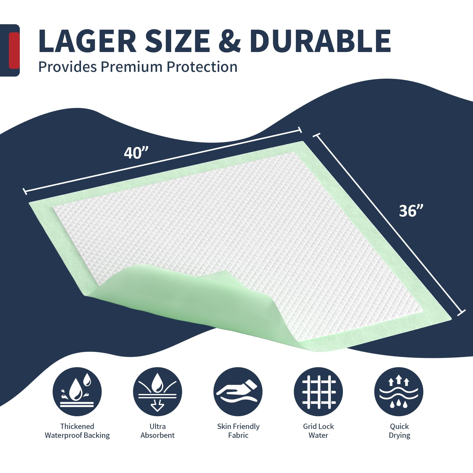 BIGGMED Chucks Pads ultra-absorbent core locks moisture effectively.