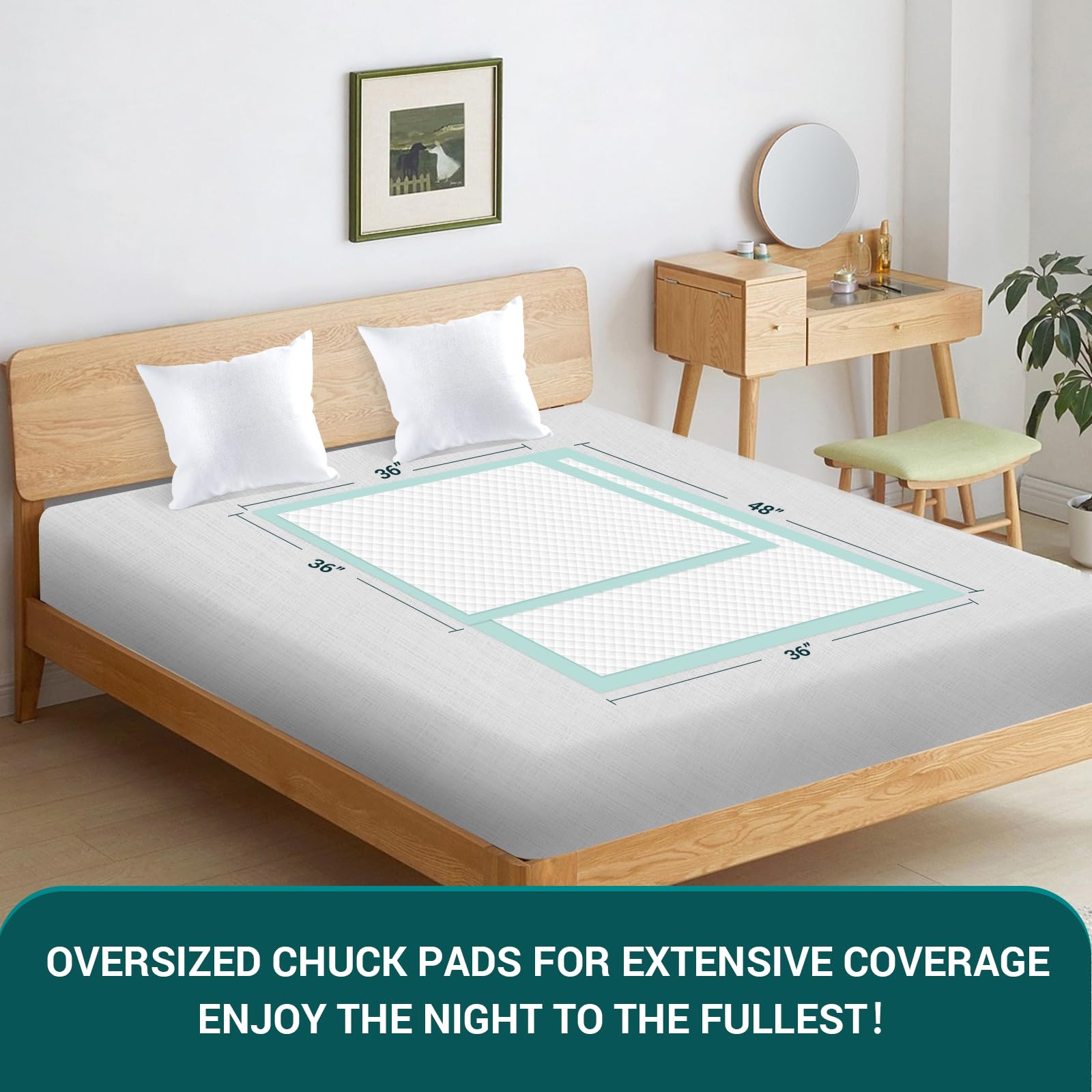 BIGGMED large 50-count pack to protect beds and furniture