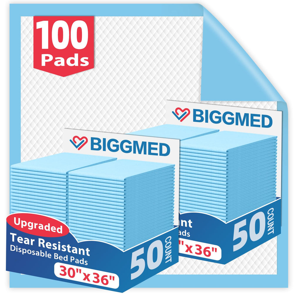 BIGGMED tear-resistant bed pad, side view shows protection and dryness.